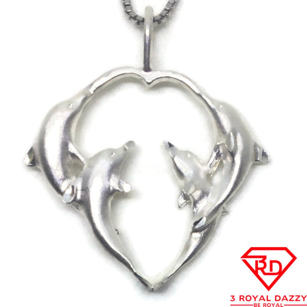 Jumping Dolphins Pendant 925 Sterling Silver 86$